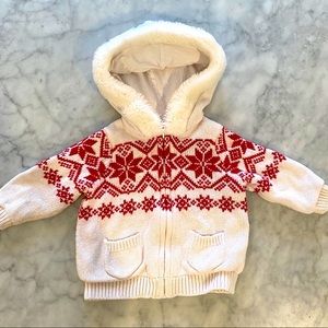 Janie and Jack Fair Isle Sweater Cardigan w Hood